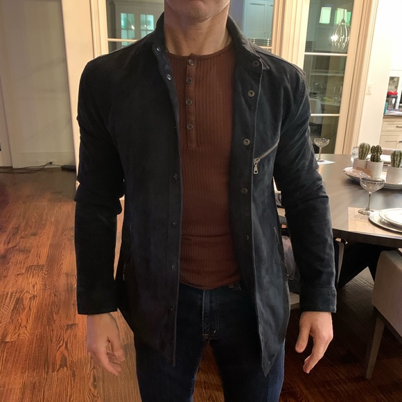 John Varvatos Mens Suede Shirt Jacket 